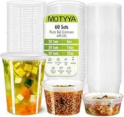 [MOTYYA] Deli Containers with Leakproof Lids-60 Sets [20sets-8oz, 20sets-16oz, 20sets-32oz] BPA-Free Plastic Microwaveable Clear Food Storage Container Premium Heavy-Duty, Freezer & Dishwasher Safe