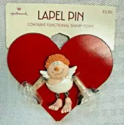 Vintage Hallmark 1980 Valentine's Day Lapel Pin BOW & ARROW CUPID Dangles