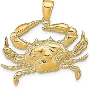 [JewelryWeb] Gold Blue Crab Pendant Necklace Measures 32.5x31mm Wide