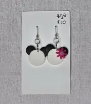 Minnie and Mickey Earrings Handmade Polymer Clay Dangle Mouse EarHooks Stainless