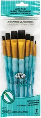 Crafter's Choice Black Taklon Shader Brush Value Pack 7/PkgRCC418