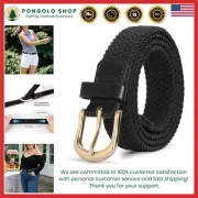 Women Elastic Braided Woven Canvas Belt 1 Inch Casual Formal Adjustable