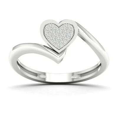 10K White Gold Diamond Heart Engagement Ring Size 7 (0.06ct/SI2,H-I)