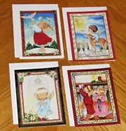 Tracy Flickinger Art ... Vintage Christmas Cards Angel Children Assorted 4ct