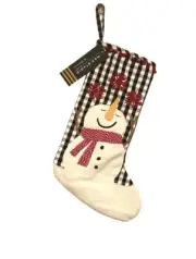 Buffalo Check Snowman Stocking Snowflake Red White Black Plaid
