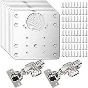Simpeak [10 Sets] Cabinet Hinge Repair Plates, 10x Stainless Steel Hinge Repair Plate and 60x Screws, Hinge Repair Brackets with 2X Cabinet Door Hing for Wood, Furniture, Shelves