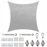 COLOURTREE 14 ft. x 14 ft. Waterproof Grey Square Sun Shade Sail 220 GSM with