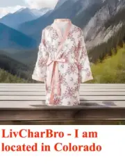 Satin Robe White Pink Floral Morgan Lane Allie Small/Medium