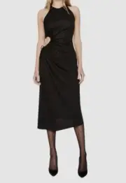 $150 Bardot Women's Black Mimosa Cutout Sleeveless Midi Dress Size XS
