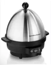 Hamilton Beach 25503 Egg Cooker with Built-In Timer - Silver/Black NIB