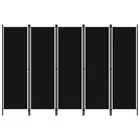 5-Panel Room Divider Black 250x180 cm Privacy Screen Folding Partition Hom 20726