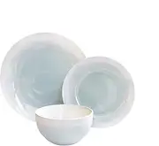 [American Atelier] 6692-12-RB Oasis 12 Piece Round Dinnerware Set, 10.5x10.5, Mint/White