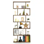 Costway S-Shape Bookshelf 6-Tier Wood Bookcase Display Shelf Storage Rack Home Furniture Office Cafe