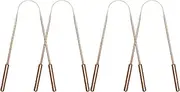 4 Pack Tongue Cleaner Scraper – 2 Copper + 2 Stainless Steel Bad Breath Treatment for Adults Kids Oral Care Hygiene,Thick Safe Blunt Edges Flexible handle and Comfortable Grip