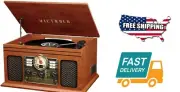 6-in-1 Bluetooth Record Cassette Player Multimedia Center Speaker Turntable CD