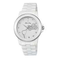 在飛比找momo購物網優惠-【HELLO KITTY】凱蒂貓甜心夢幻陶瓷手錶(白/銀 L