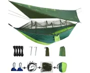 Waterproof Mosquito-proof Canopy Mosquito Net Hammock Wild Camping Swing Hammock-Dark green fruit green (green net) +230 * 210CM military green