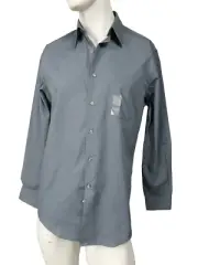 VAN HEUSEN Fitted Wrinkle Free Gray Dress Shirt 15.5 32/33 NWT
