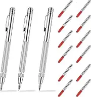 JUMXSRLE Metal Scribe, Tungsten Carbide Scriber 3Pcs With 12 Replacement MarkingTip, with Magnet and Clip, Etching Engraving Pen for Glass/Ceramics/Metal Sheet