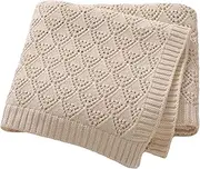 Neiwech Baby Blanket Cellular Swaddle Soft Warm Knit Cotton Receiving Blankets for Newborn Infant Boys Girls 40 x 30 Inch Camel