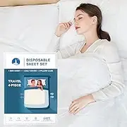 Disposable Bed Sheets, Quilt Cover and Pillow case Set for Hotel and Travel. Portable Disposable Sheet Ready to use Disposable Bedding Set (Travel 4-Piece Double)