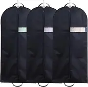 ASTRO Suit bag black 3-piece set, thick non-woven fabric, center zipper, transparent window, with handle, 001-30