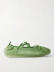 [Simone Rocha] Simone Rocha - Grosgrain-trimmed Crystal-embellished Pleated Satin Ballet Flats - Mint - IT36 IT 36 Green