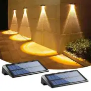 2 Pack Solar Wall Lights 4 LED Solar Fence Lights Outdoor Waterproof Solar Light