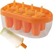 Generic Popsicle Molds | 8-Hole Silicone Ice Pop Molds | Easy Release, Food Grade, Orange