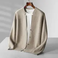 在飛比找樂天市場購物網優惠-【日本代購】高端休閒100%羊絨開襟衫男士毛衣純色針織V領純