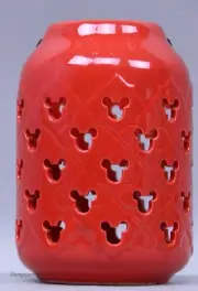 Disney 7 in Tall Mickey Mouse Silhouette Glaze Red Ceramic Garden Lantern NWT