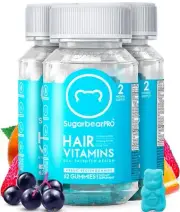 Sugarbear Hair Vitamin Gummy 6 Month Supply Extra Strength Biotin 6000mcg, Gr...