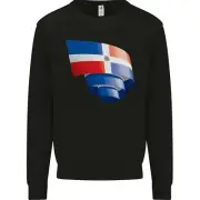 Curled Dominican Republic Flag Dominicanos Day Mens Sweatshirt Jumper