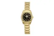 Seiko SYMK22K1 Black Dial Gold Tone Automatic Ladies Watch Day Date 27mm