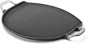 Outset Cast Iron Grill Skillet and Pan with Forged Handles for Pizza, Eggs, Pancakes, Burgers and Steaks, 14-inch, Black