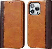 Cavor for iPhone 14 Pro Max Case,Premium Leather Folio Flip Wallet Case Cover Magnetic Closure Book Design with Kickstand Feature & Card Slots(6.7")-Brown