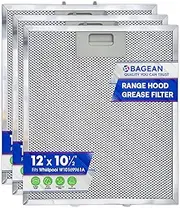 Bagean Range Hood Filter Replacement 12" x 10.5" W10169961A Compatible with Whirlpool Stove Hood Vent Filter - Aluminum Screen for Kitchen Overhead Exhaust Fan Blocks Grease & Filters Oven Air (3-Pk)