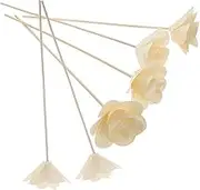 GREENADSCAPE 6pcs Rattan Diffuser Sticks with Faux Flowers for Home Fragrance Artificial Aroma Diffuser Accessories Beige for Office and Home Decor