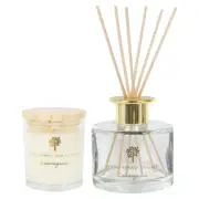2pc Lemongrass 130g Soy Wax Scented Candle & Reed Diffuser Set 21hr Burn Time
