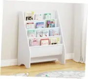 Kids Sling Bookshelf, Magazine/Book Rack,Book Organizer () White