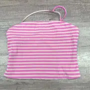 AFRM Crop Top Womens Size XL Pink Cream One Shoulder Striped Ribbed NWT