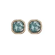 Vintage Green Square Geometric Stud Earrings Crushed Shell Jewelry for Women