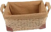 WHAMVOX Hand Woven Woven Picnic Basket Multi Purpose Garden Storage Container for Fruits Snacks and Sundries Portable Outdoor Basket with Elegant Natural Design