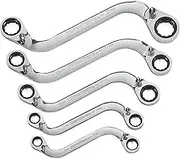 GEARWRENCH 12 Point S-Shape Reversible Double Box Ratcheting Metric Wrench Set 5-Pieces Silver