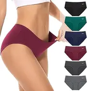 [PULIOU] Womens Cotton Underwear, Ladies Hipster Stretch Panties Regular & Plus Size Pack of 6