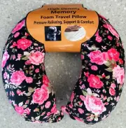 Memory Foam Neck Travel Pillow w/ SnapOn High Density U-Shape Flower