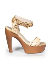 Python Leather Platform Sandals