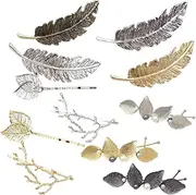 Beatifufu 11pcs Pearl Clip Retro Bobby Pin Hairpin Set for Women Girls Metal Leaf Design Stylish Hair Accessories