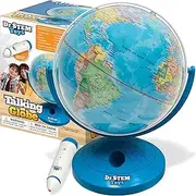 Dr. STEM Toys Talking World Globe with Interactive Stylus Pen and Stand, Colorful Map for Early Learning and Teaching - Includes Trivia, Q&A, and Music - 9 Inches in Height, Ages 6+ (Blue)