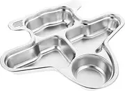 ELAYARD Quality 1pc Cartoon Stainless Steel Kids Food Compartment Plate Meal Plate Service Kids